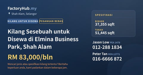 Kilang Untuk Disewa - Kilang Sesebuah untuk Disewa di Elmina Business Park, Shah Alam - Shah Alam, Selangor