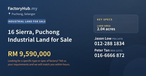Land For Sale - 16 Sierra, Puchong Industrial Land for Sale - Puchong, Selangor