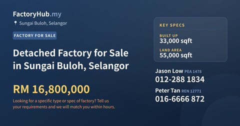 Factory For Sale - Detached Factory for Sale in Sungai Buloh, Selangor - Sungai Buloh, Selangor