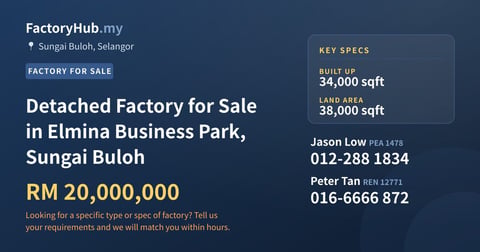 Factory For Sale - Detached Factory for Sale in Elmina Business Park, Sungai Buloh - Sungai Buloh, Selangor