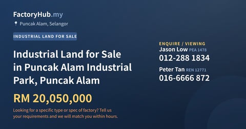 Land For Sale - Industrial Land for Sale in Puncak Alam Industrial Park, Puncak Alam - Puncak Alam, Selangor