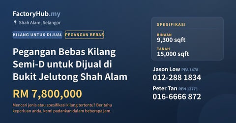 Kilang Untuk Dijual - Pegangan Bebas Kilang Semi-D untuk Dijual di Bukit Jelutong Shah Alam - Shah Alam, Selangor