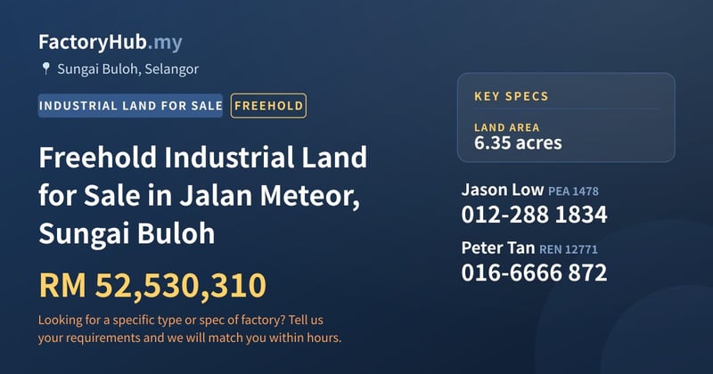 Land For Sale - Freehold Industrial Land for Sale in Jalan Meteor, Sungai Buloh - Sungai Buloh, Selangor