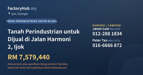 Tanah Untuk Dijual - Tanah Perindustrian untuk Dijual di Jalan Harmoni 2, Ijok - Ijok, Selangor