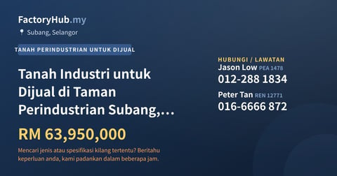 Tanah Untuk Dijual - Tanah Industri untuk Dijual di Taman Perindustrian Subang, Subang - Subang, Selangor