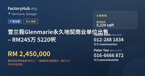 店铺 出售 - 雪兰莪Glenmarie永久地契商业单位出售 – RM245万 5220呎 - Glenmarie, Selangor