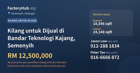 Kilang Untuk Dijual - Kilang untuk Dijual di Bandar Teknologi Kajang, Semenyih - Semenyih, Selangor