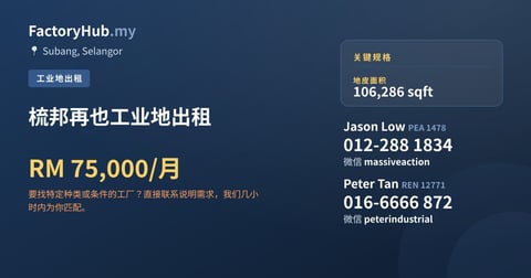 土地 出租 - 梳邦再也工业地出租 - Subang, Selangor