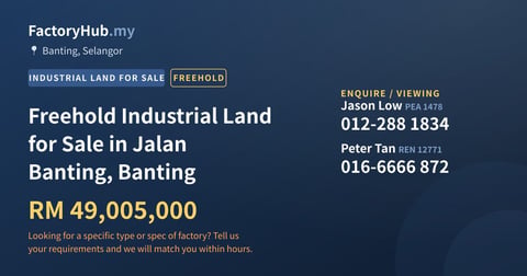 Land For Sale - Freehold Industrial Land for Sale in Jalan Banting, Banting - Banting, Selangor