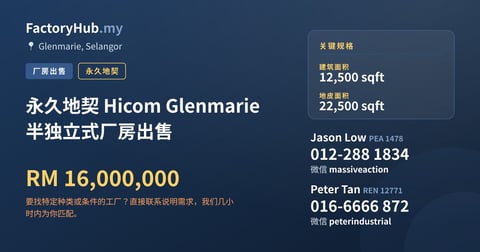 工厂 出售 - 永久地契 Hicom Glenmarie 半独立式厂房出售 - Glenmarie, Selangor