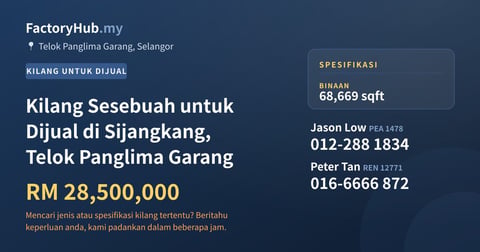 Kilang Untuk Dijual - Kilang Sesebuah untuk Dijual di Sijangkang, Telok Panglima Garang - Telok Panglima Garang, Selangor
