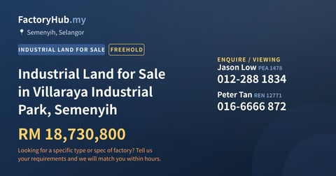 Land For Sale - Industrial Land for Sale in Villaraya Industrial Park, Semenyih - Semenyih, Selangor