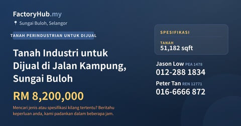 Tanah Untuk Dijual - Tanah Industri untuk Dijual di Jalan Kampung, Sungai Buloh - Sungai Buloh, Selangor