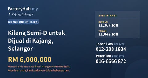 Kilang Untuk Dijual - Kilang Semi-D untuk Dijual di Kajang, Selangor - Kajang, Selangor