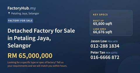 Factory For Sale - Detached Factory for Sale in Petaling Jaya, Selangor - Petaling Jaya, Selangor