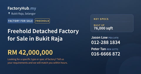 Factory For Sale - Freehold Detached Factory for Sale in Bukit Raja - Bukit Raja, Selangor