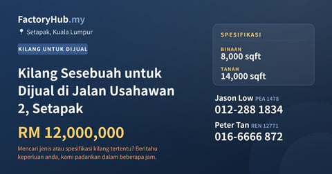 Kilang Untuk Dijual - Kilang Sesebuah untuk Dijual di Jalan Usahawan 2, Setapak - Setapak, Kuala Lumpur