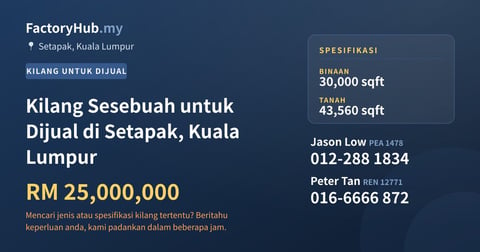 Kilang Untuk Dijual - Kilang Sesebuah untuk Dijual di Setapak, Kuala Lumpur - Setapak, Kuala Lumpur