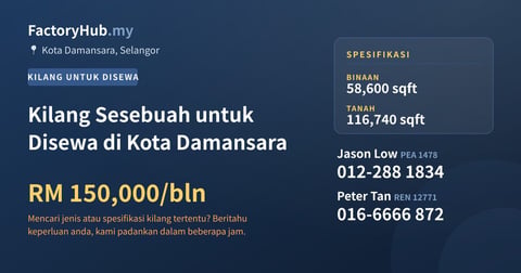 Kilang Untuk Disewa - Kilang Sesebuah untuk Disewa di Kota Damansara - Kota Damansara, Selangor