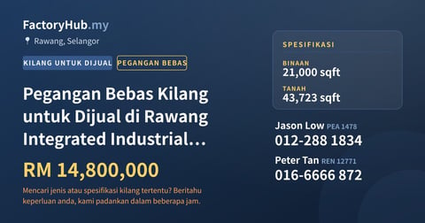 Kilang Untuk Dijual - Pegangan Bebas Kilang untuk Dijual di Rawang Integrated Industrial Park, Rawang - Rawang, Selangor