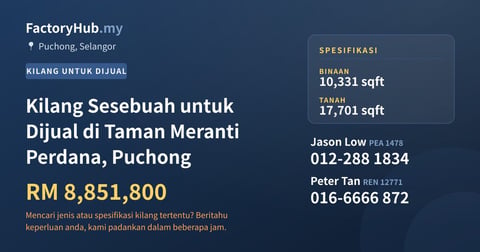 Kilang Untuk Dijual - Kilang Sesebuah untuk Dijual di Taman Meranti Perdana, Puchong - Puchong, Selangor