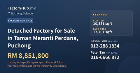 Factory For Sale - Detached Factory for Sale in Taman Meranti Perdana, Puchong - Puchong, Selangor