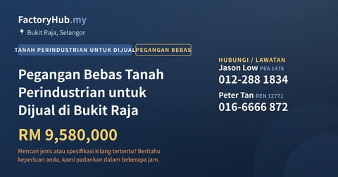 Tanah Untuk Dijual - Pegangan Bebas Tanah Perindustrian untuk Dijual di Bukit Raja - Bukit Raja, Selangor
