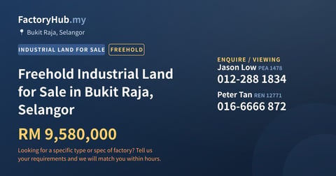 Land For Sale - Freehold Industrial Land for Sale in Bukit Raja, Selangor - Bukit Raja, Selangor