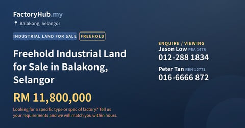 Land For Sale - Freehold Industrial Land for Sale in Balakong, Selangor - Balakong, Selangor
