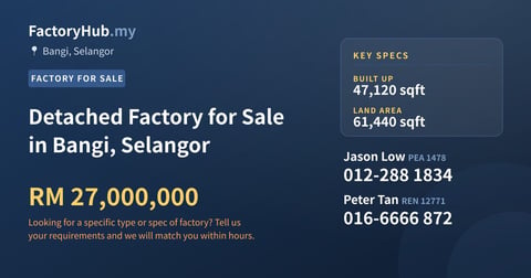 Factory For Sale - Detached Factory for Sale in Bangi, Selangor - Bangi, Selangor