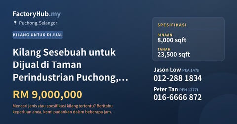Kilang Untuk Dijual - Kilang Sesebuah untuk Dijual di Taman Perindustrian Puchong, Puchong - Puchong, Selangor