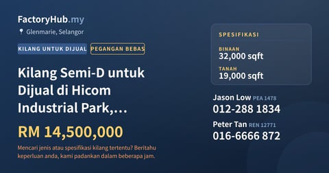 Kilang Untuk Dijual - Kilang Semi-D untuk Dijual di Hicom Industrial Park, Glenmarie - Glenmarie, Selangor