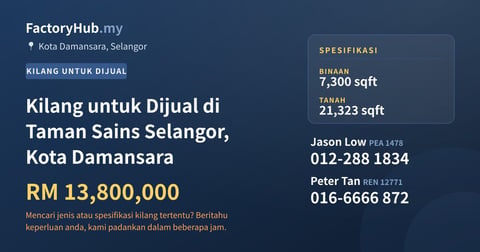 Kilang Untuk Dijual - Kilang untuk Dijual di Taman Sains Selangor, Kota Damansara - Kota Damansara, Selangor
