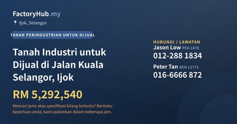 Tanah Untuk Dijual - Tanah Industri untuk Dijual di Jalan Kuala Selangor, Ijok - Ijok, Selangor