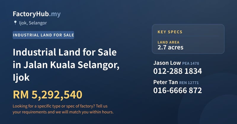 Land For Sale - Industrial Land for Sale in Jalan Kuala Selangor, Ijok - Ijok, Selangor