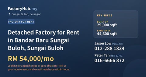 Factory For Rent - Detached Factory for Rent in Bandar Baru Sungai Buloh, Sungai Buloh - Sungai Buloh, Selangor