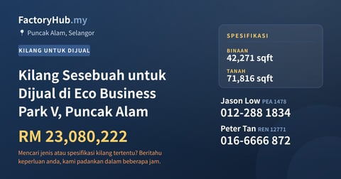 Kilang Untuk Dijual - Kilang Sesebuah untuk Dijual di Eco Business Park V, Puncak Alam - Puncak Alam, Selangor