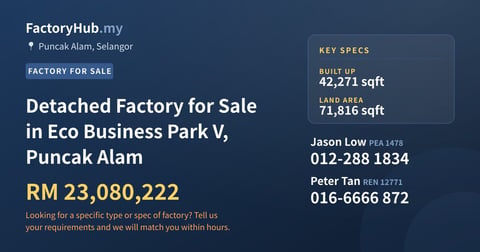 Factory For Sale - Detached Factory for Sale in Eco Business Park V, Puncak Alam - Puncak Alam, Selangor