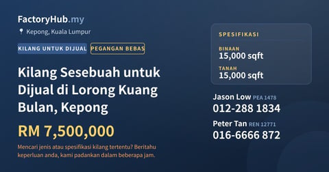 Kilang Untuk Dijual - Kilang Sesebuah untuk Dijual di Lorong Kuang Bulan, Kepong - Kepong, Kuala Lumpur