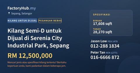 Kilang Untuk Dijual - Kilang Semi-D untuk Dijual di Serenia City Industrial Park, Sepang - Sepang, Selangor