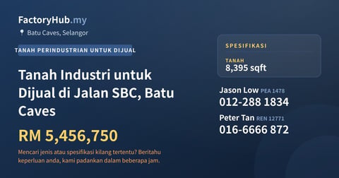 Tanah Untuk Dijual - Tanah Industri untuk Dijual di Jalan SBC, Batu Caves - Batu Caves, Selangor