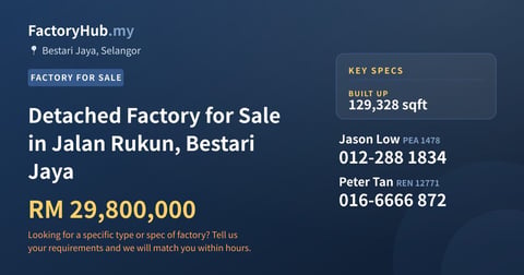 Factory For Sale - Detached Factory for Sale in Jalan Rukun, Bestari Jaya - Bestari Jaya, Selangor