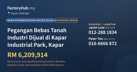 Tanah Untuk Dijual - Pegangan Bebas Tanah Industri Dijual di Kapar Industrial Park, Kapar - Kapar, Selangor