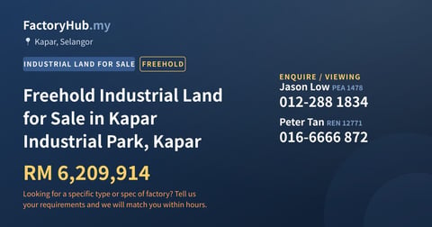 Land For Sale - Freehold Industrial Land for Sale in Kapar Industrial Park, Kapar - Kapar, Selangor