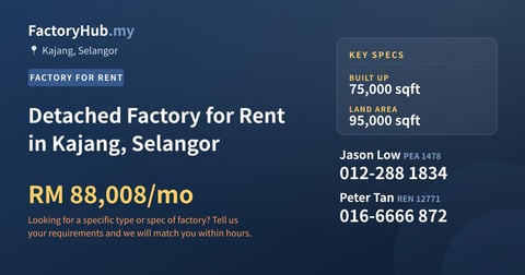 Factory For Rent - Detached Factory for Rent in Kajang, Selangor - Kajang, Selangor