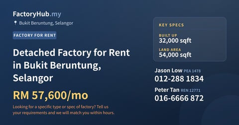 Factory For Rent - Detached Factory for Rent in Bukit Beruntung, Selangor - Bukit Beruntung, Selangor