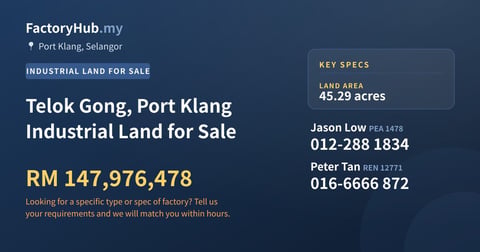 Land For Sale - Telok Gong, Port Klang Industrial Land for Sale - Port Klang, Selangor