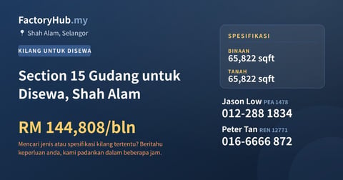 Kilang Untuk Disewa - Section 15 Gudang untuk Disewa, Shah Alam - Shah Alam, Selangor