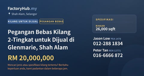 Kilang Untuk Dijual - Pegangan Bebas Kilang 2-Tingkat untuk Dijual di Glenmarie, Shah Alam - Shah Alam, Selangor