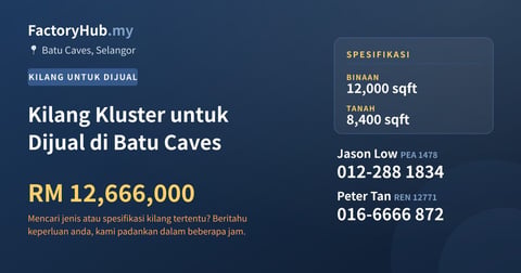 Kilang Untuk Dijual - Kilang Kluster untuk Dijual di Batu Caves - Batu Caves, Selangor